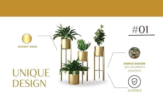 Gold Metal Plant Stand For Home Decor Pack Of 4 - Image 3