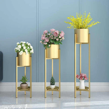 Gold Metal Plant Stand For Home Decor Pack Of 3 - Image 2