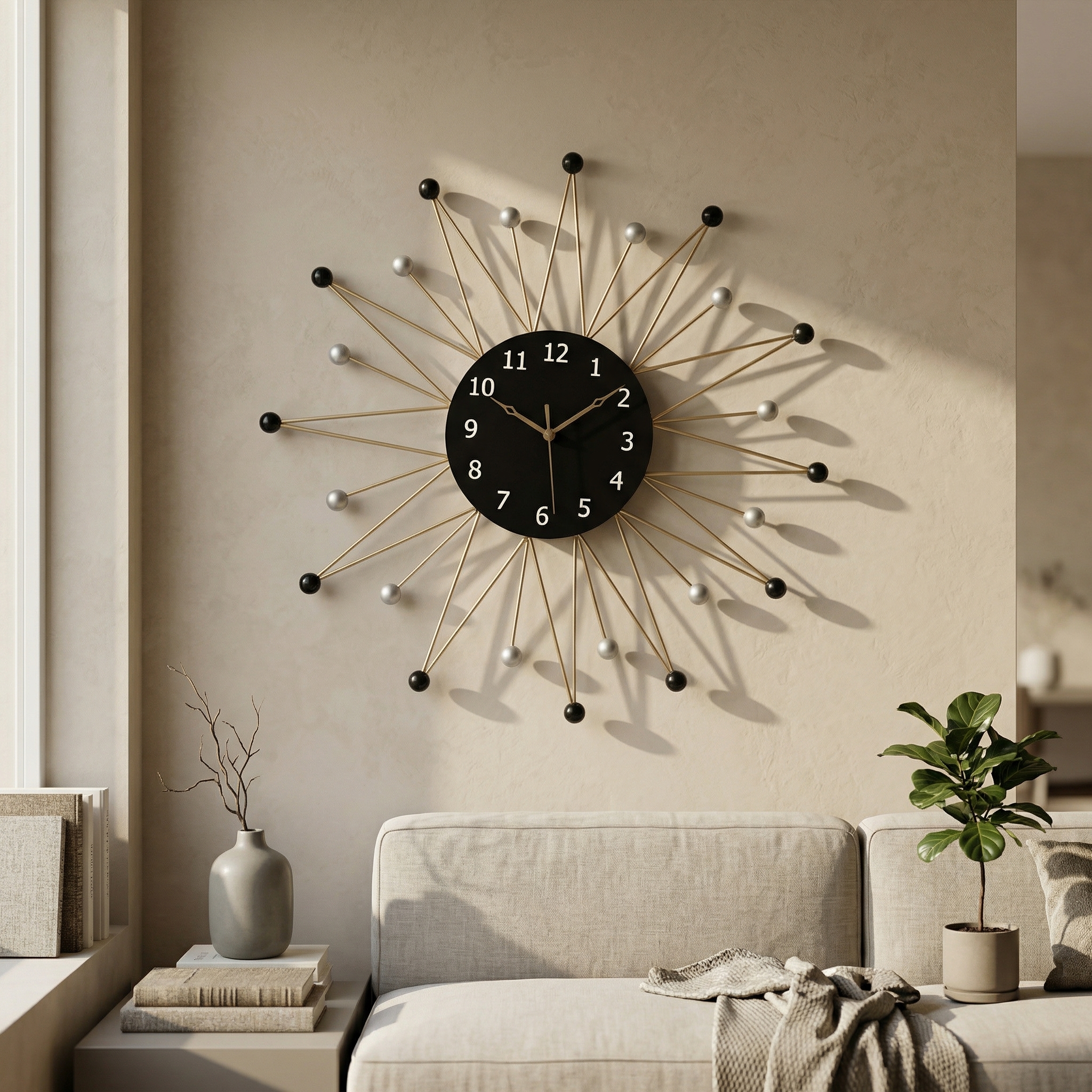 Black And Gold Metal Wall Clock For Home Decor - Image 6