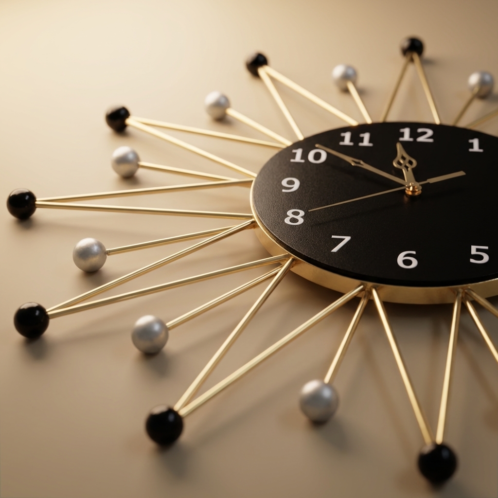Black And Gold Metal Wall Clock For Home Decor - Image 5