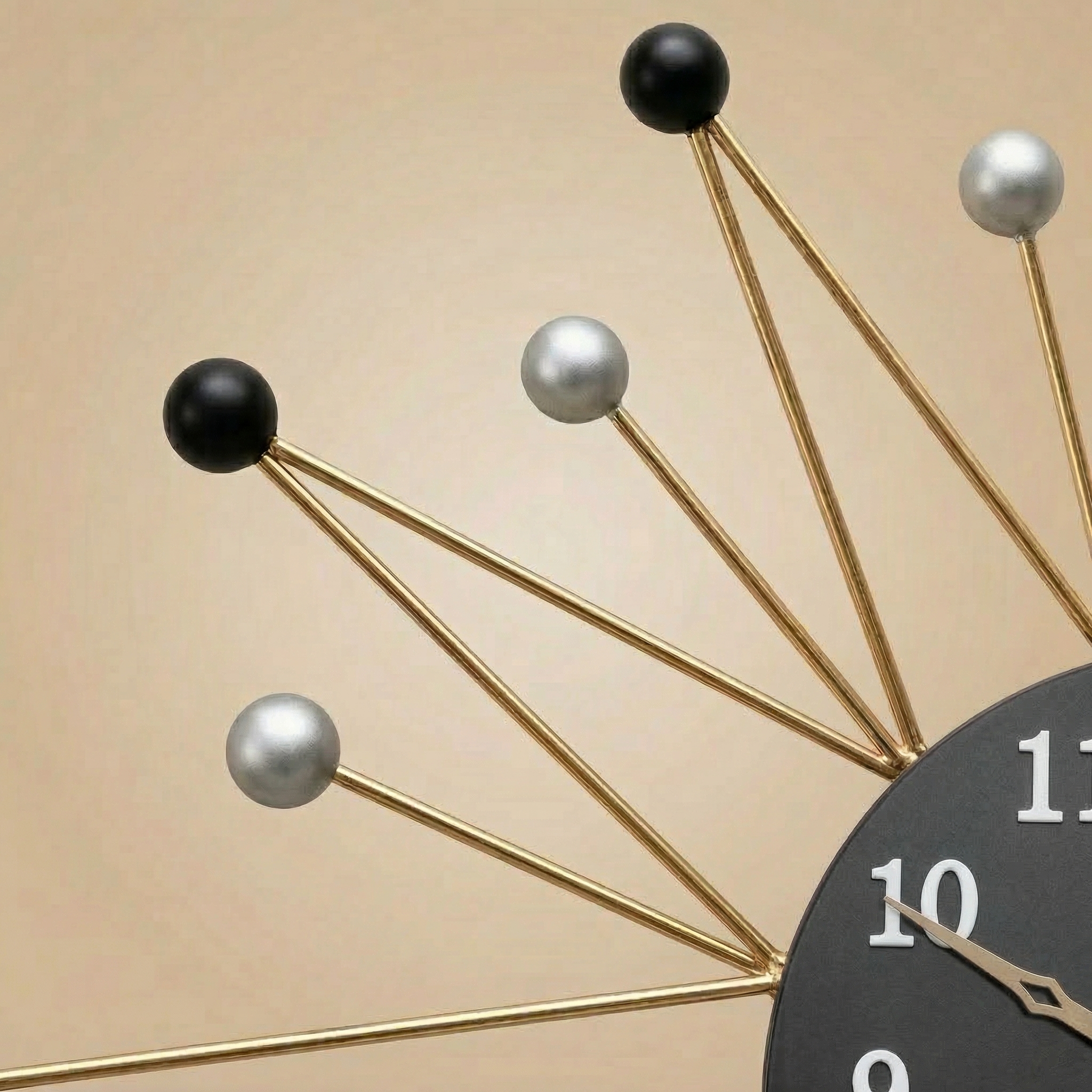 Black And Gold Metal Wall Clock For Home Decor - Image 4
