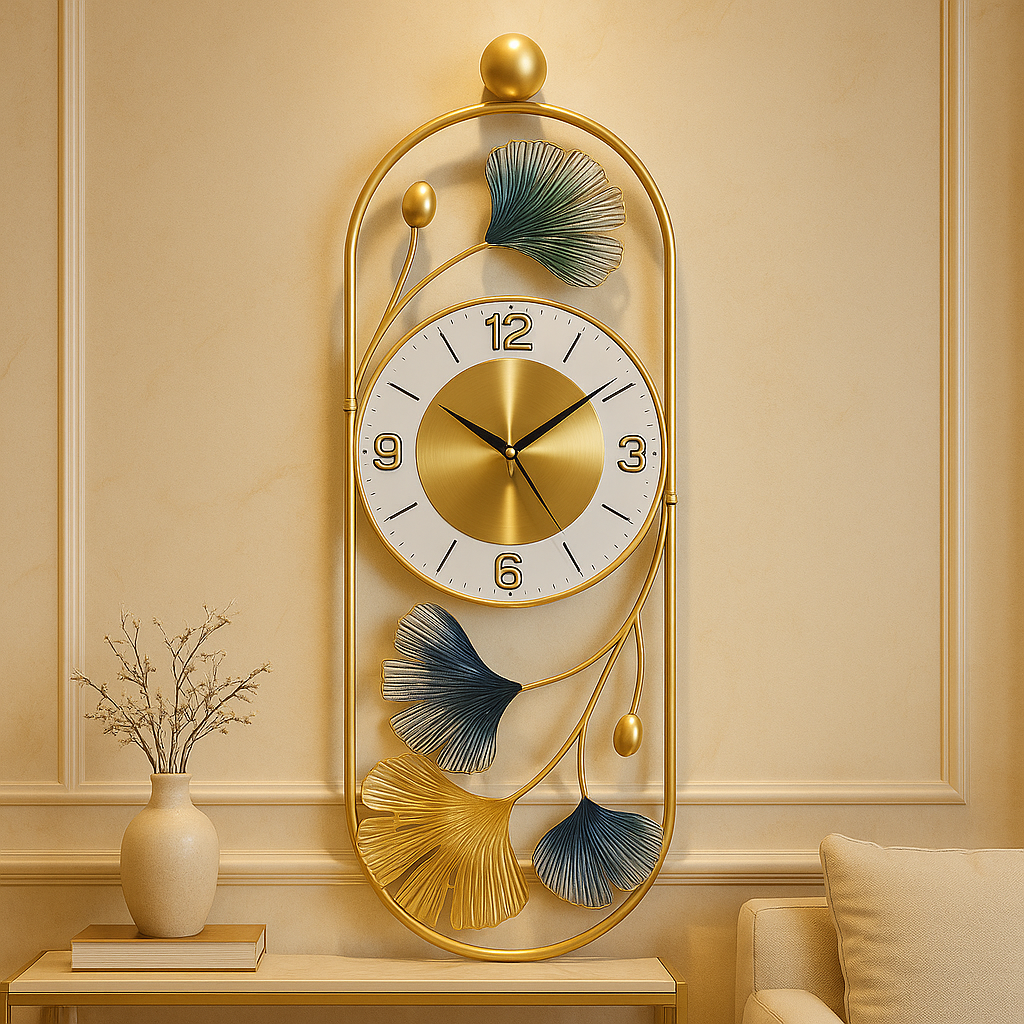 Gold And Silver Metal Wall Clock For Home Decor - Image 2