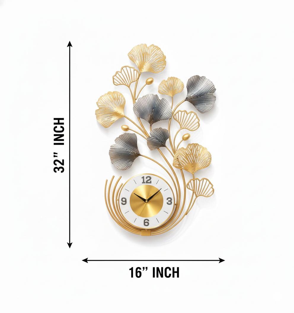 Gold And Silver Metal Wall Clock For Home Decor - Image 4