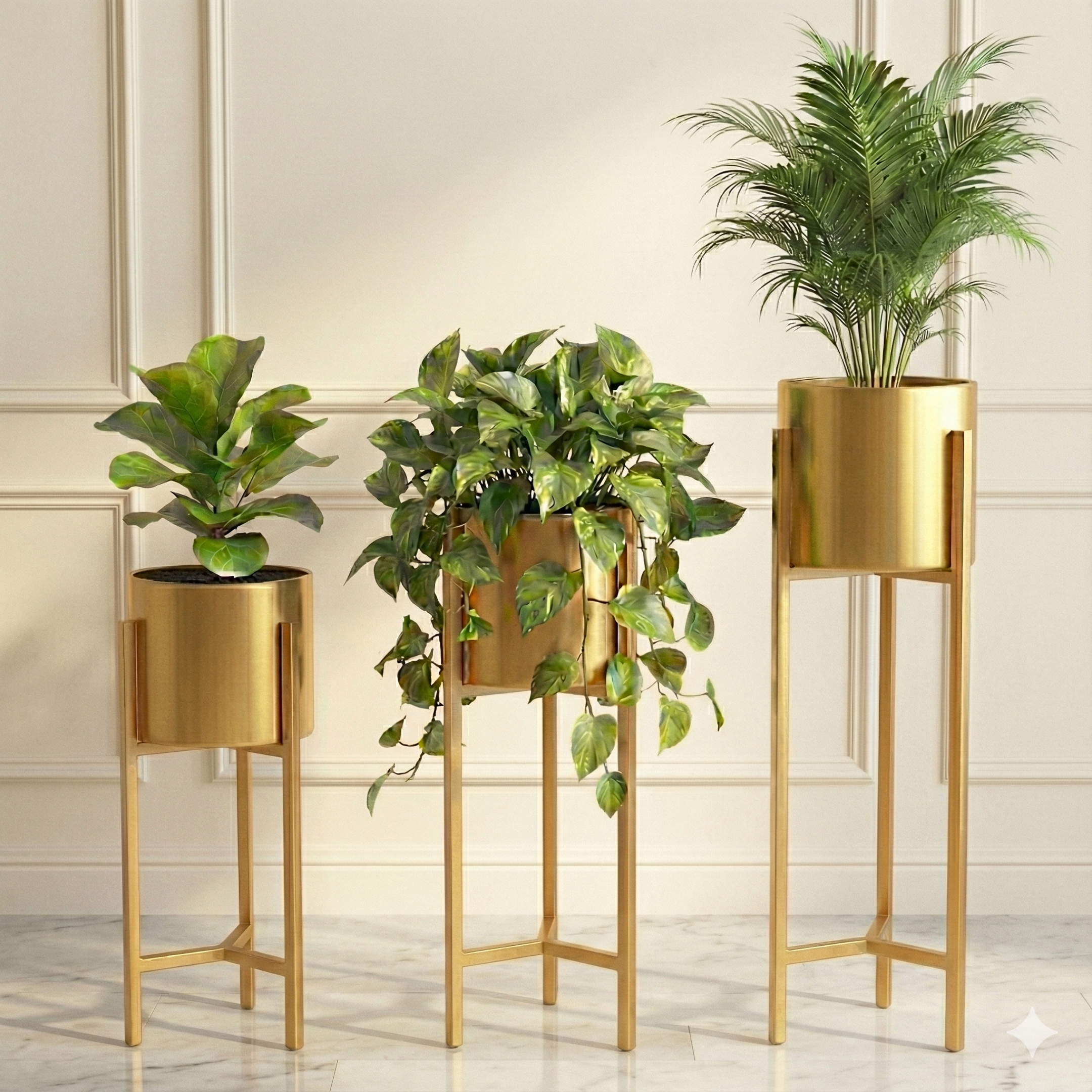 Gold Metal Plant Stand For Home Decor Pack Of 3