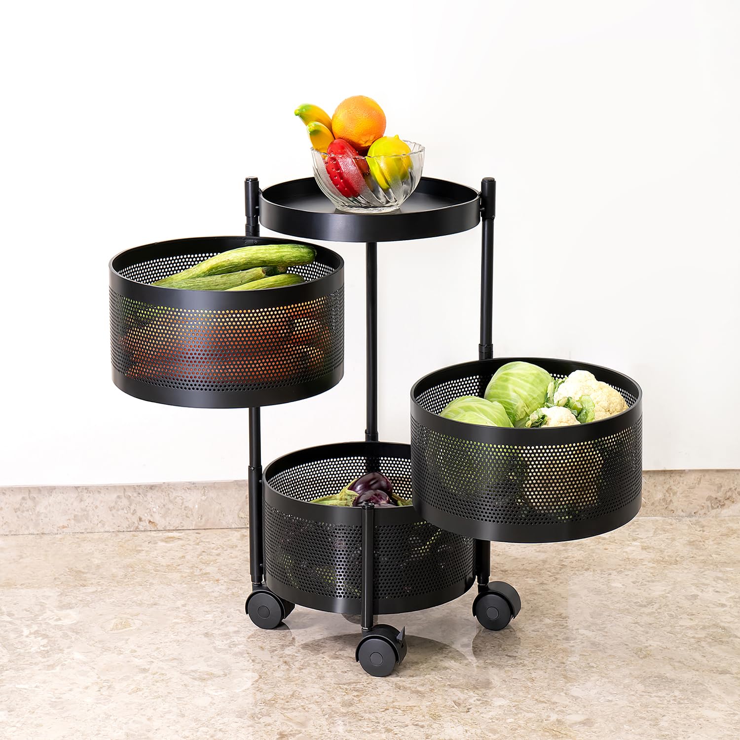 Gold And Teal Metal Storage Cart For Home Decor Pack Of 4