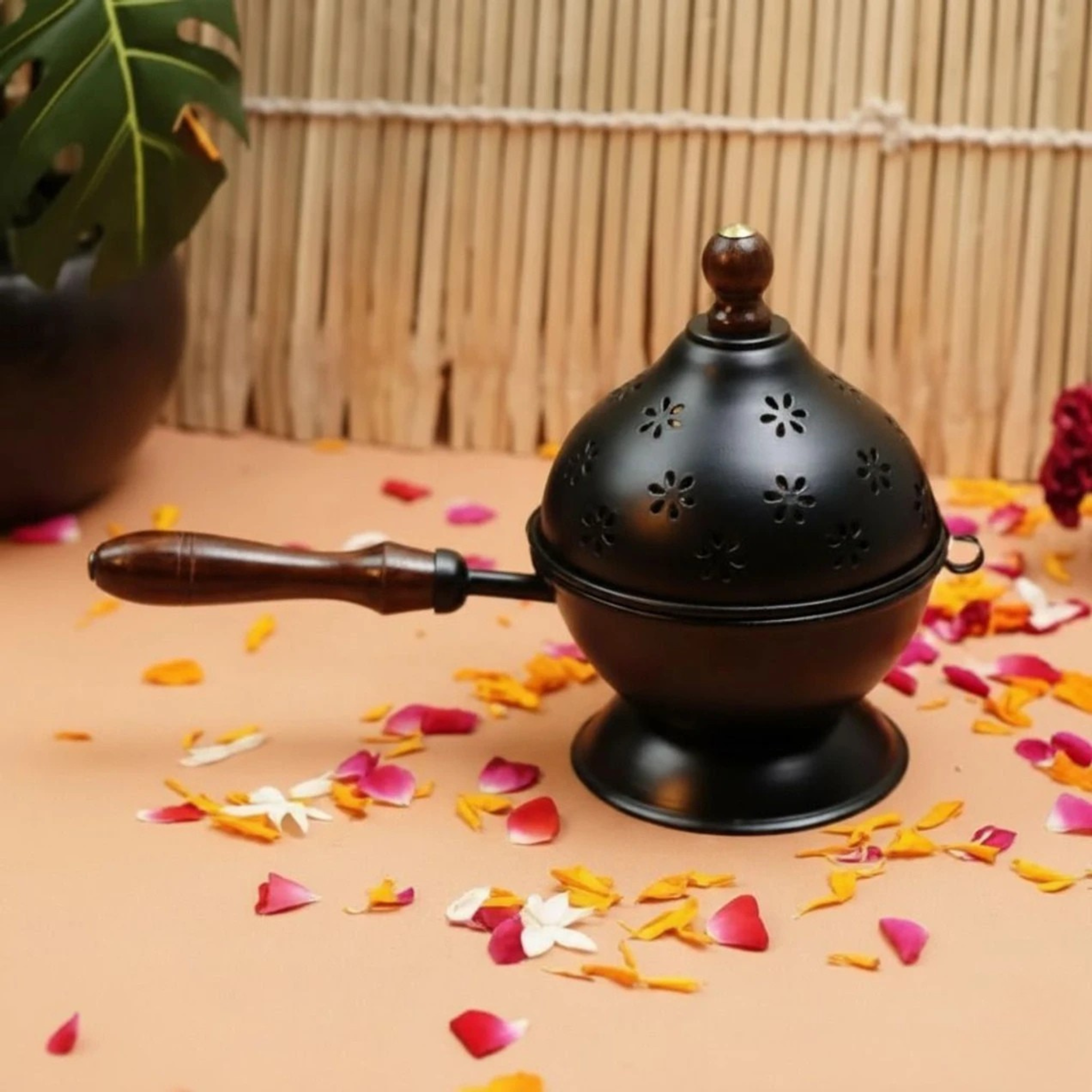 Black Metal Incense Burner For Pooja