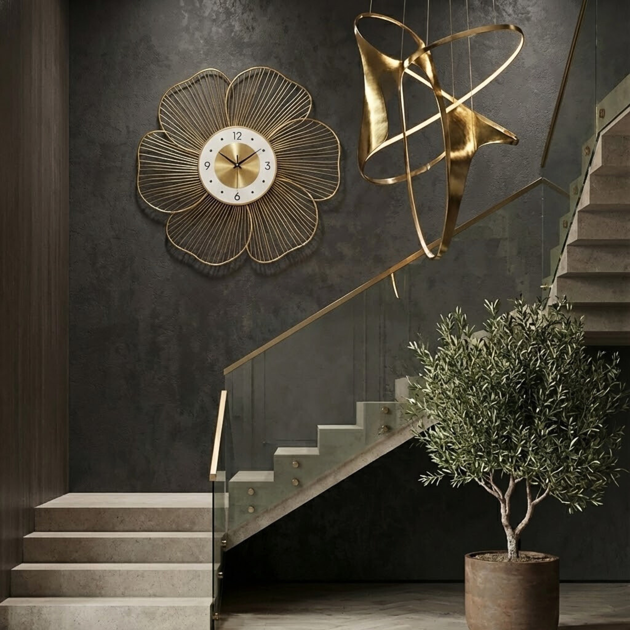 Gold Metal Wall Clock For Kitchen - Image 4
