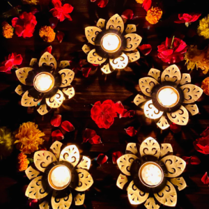 Gold Brass Diya Set For Pooja Pack Of 5