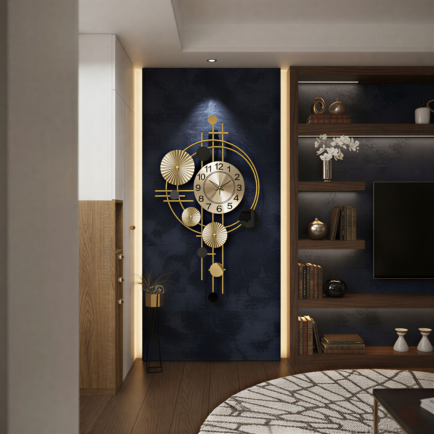 Gold And Black Metal Wall Clock For Home Decor - Image 4