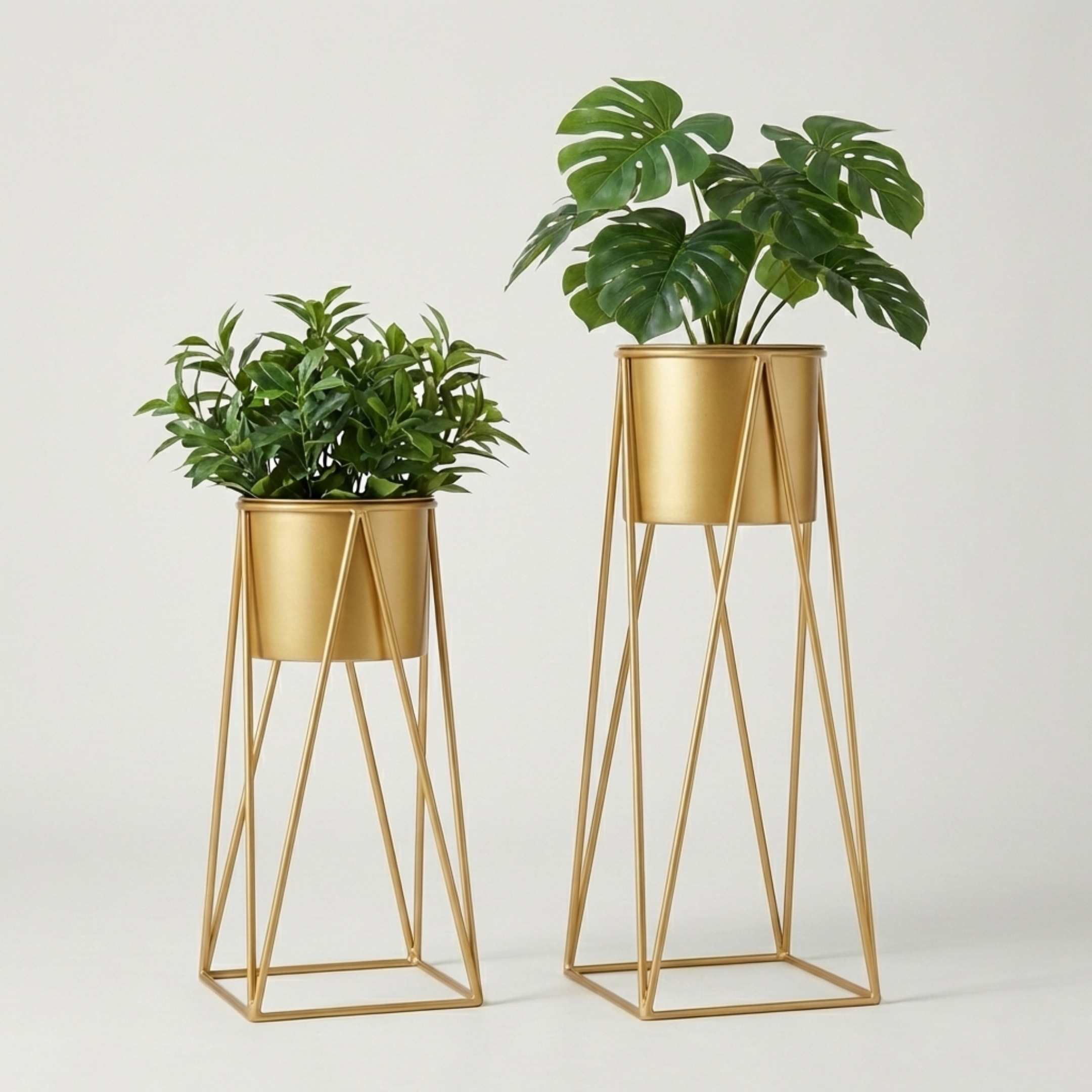 Gold Metal Plant Stand For Home Decor Pack Of 2