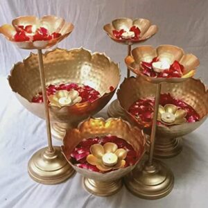 Gold Brass Diya Stand For Pooja Pack Of 6