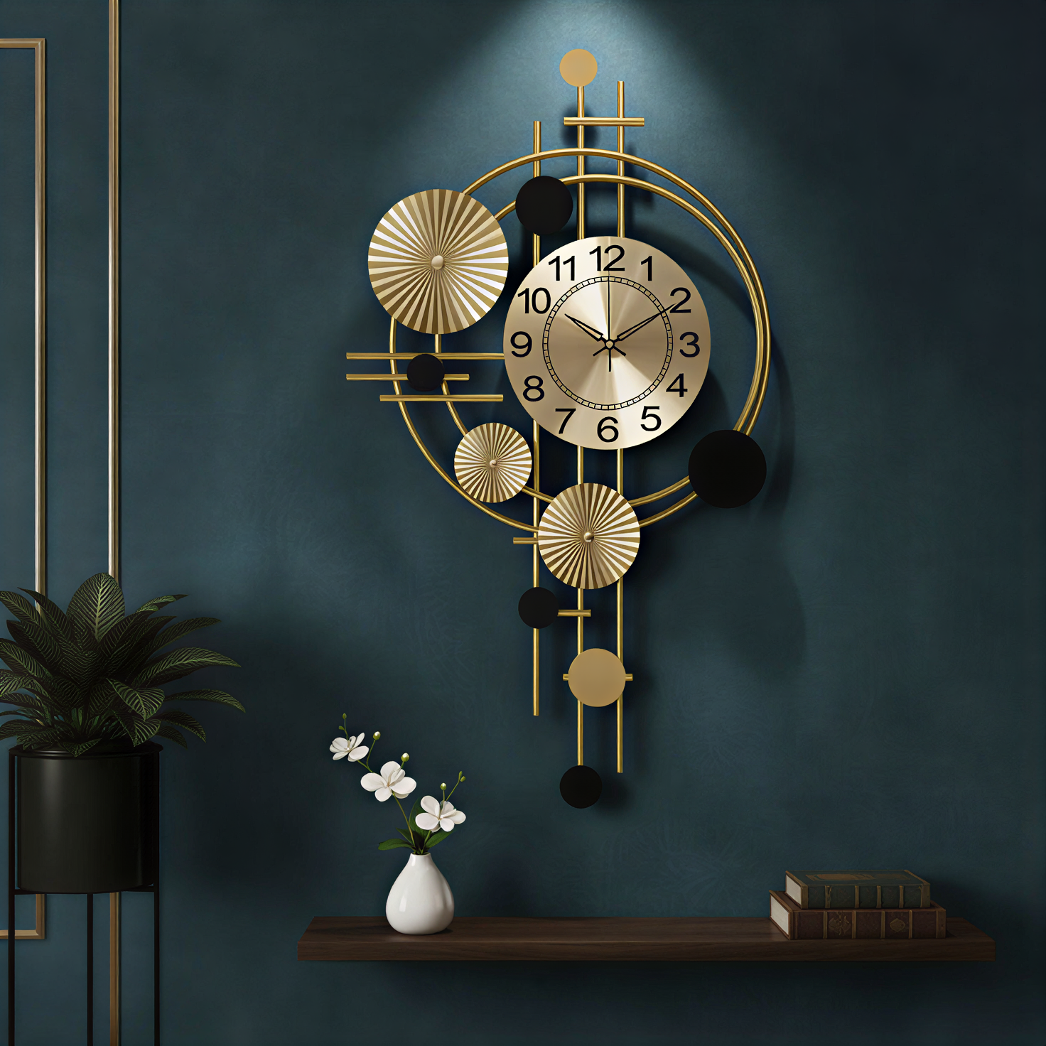 Gold And Black Metal Wall Clock For Home Decor - Image 6