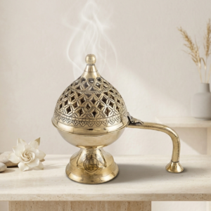 Gold Brass Incense Burner For Pooja
