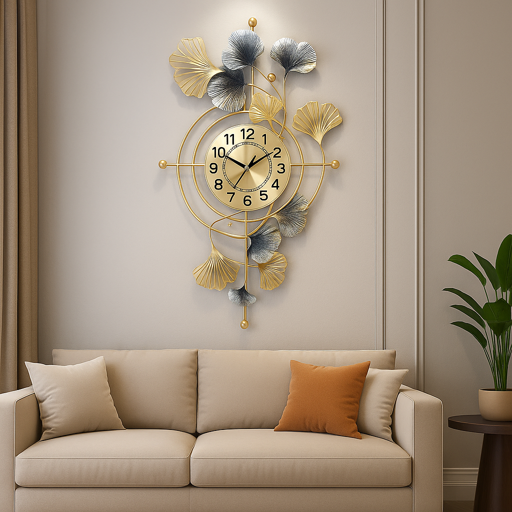 Gold Metal Wall Clock For Home Decor - Image 8