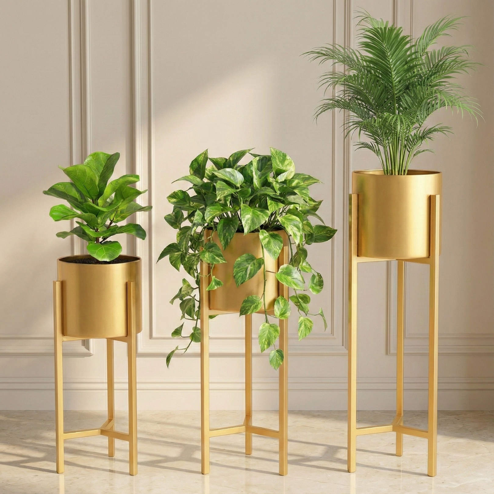 Gold Metal Plant Stand For Home Decor Pack Of 3 - Image 3