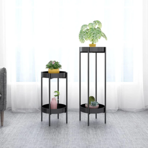 Gold And Black Metal Plant Stand For Home Decor Pack Of 2