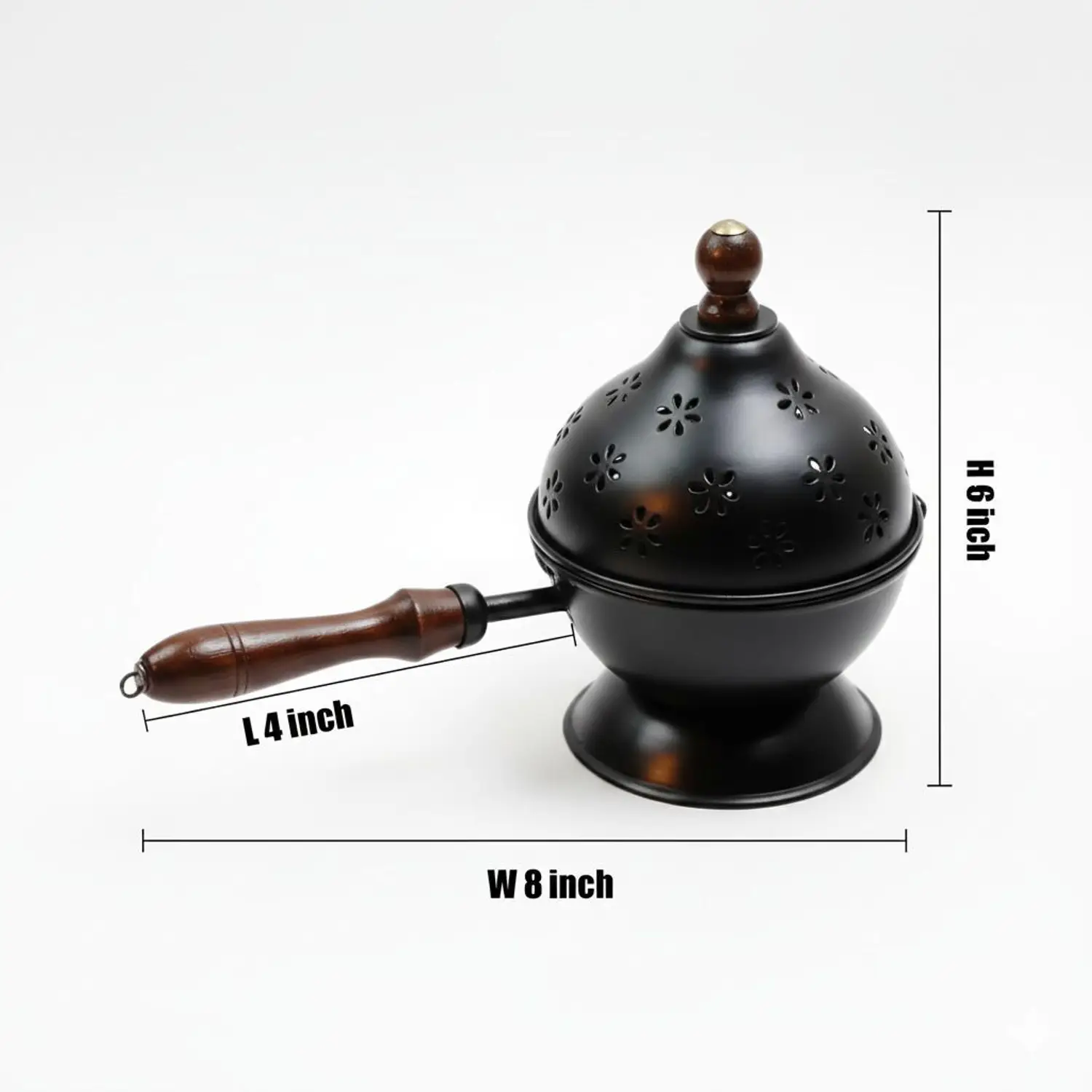 Black Metal Incense Burner For Pooja - Image 3