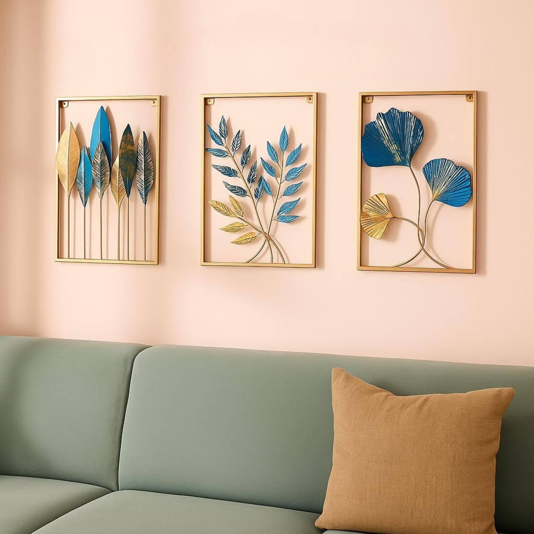 Gold Metal Wall Art For Pooja Pack Of 3 - Image 4