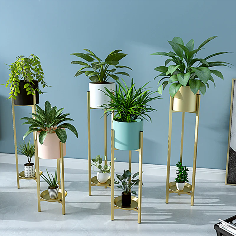 Gold And Black Metal Plant Stand For Home Storage Pack Of 3 - Image 3