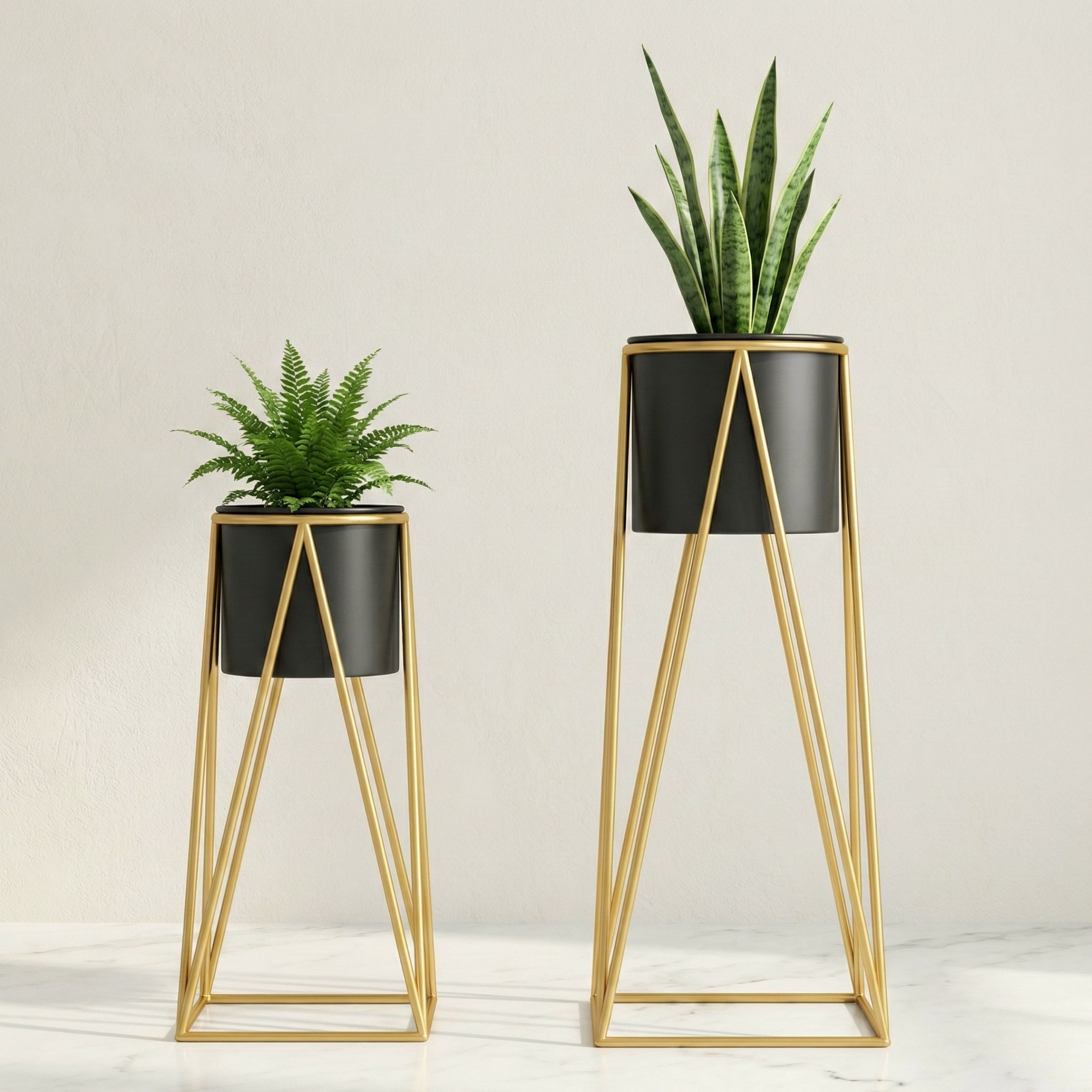 Black And Gold Metal Plant Stand For Home Decor Pack Of 2 - Image 6