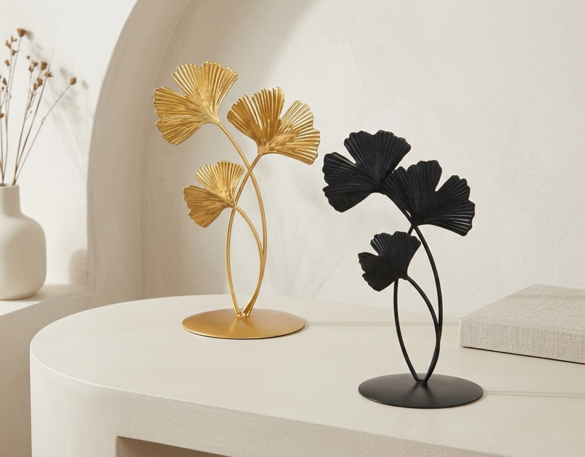 Gold And Black Metal Decorative Showpiece For Home Decor Pack Of 2 - Image 3