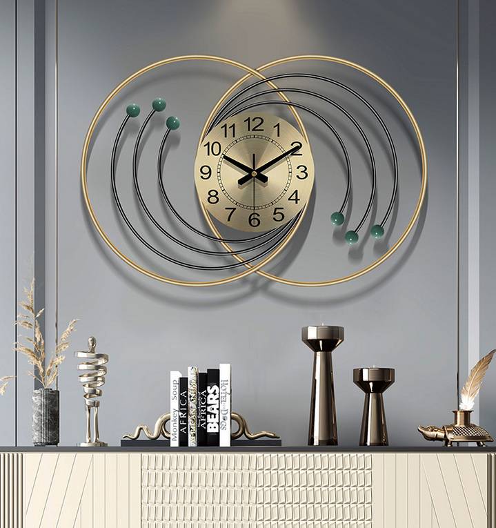 Gold And Brown Metal Wall Clock For Home Decor - Image 2