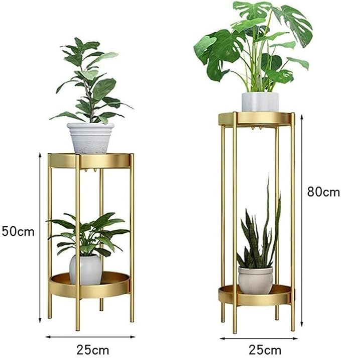 Gold And Black Metal Plant Stand For Home Decor Pack Of 2 - Image 3