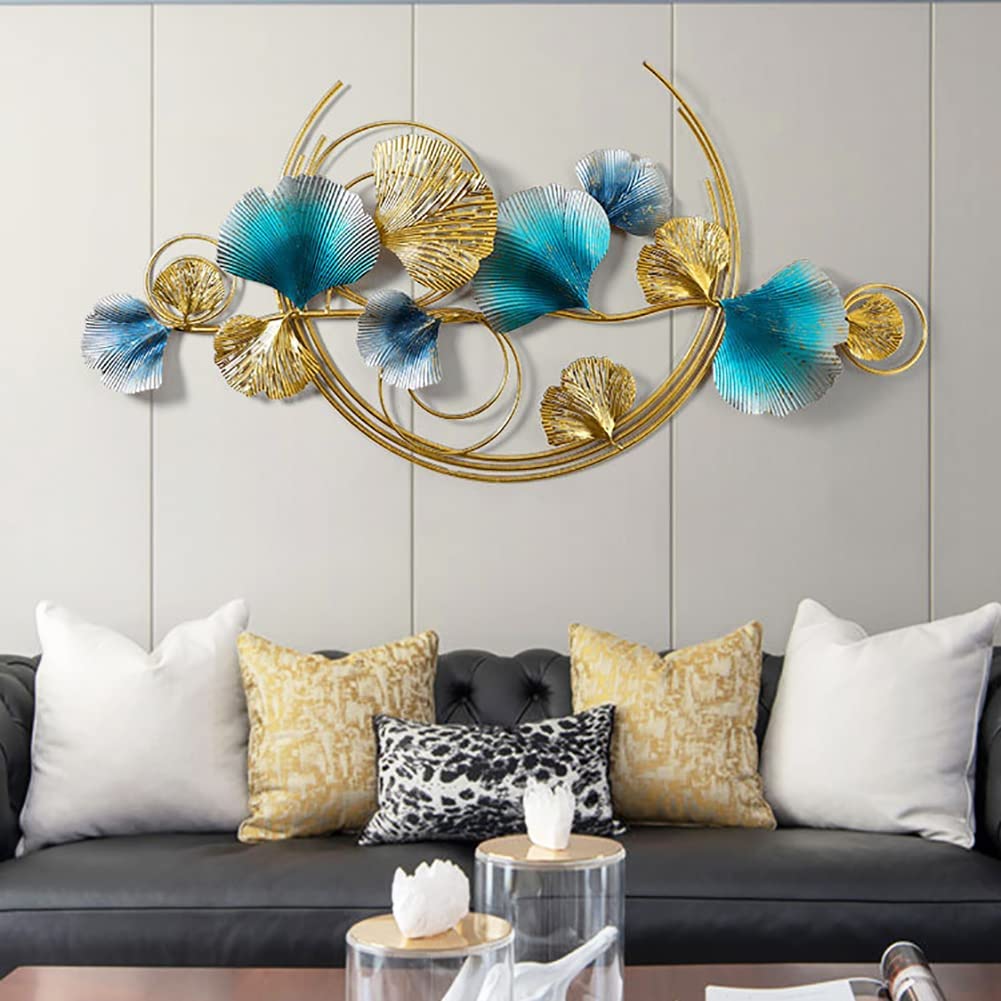 Blue And Gold Metal Wall Art For Home Decor