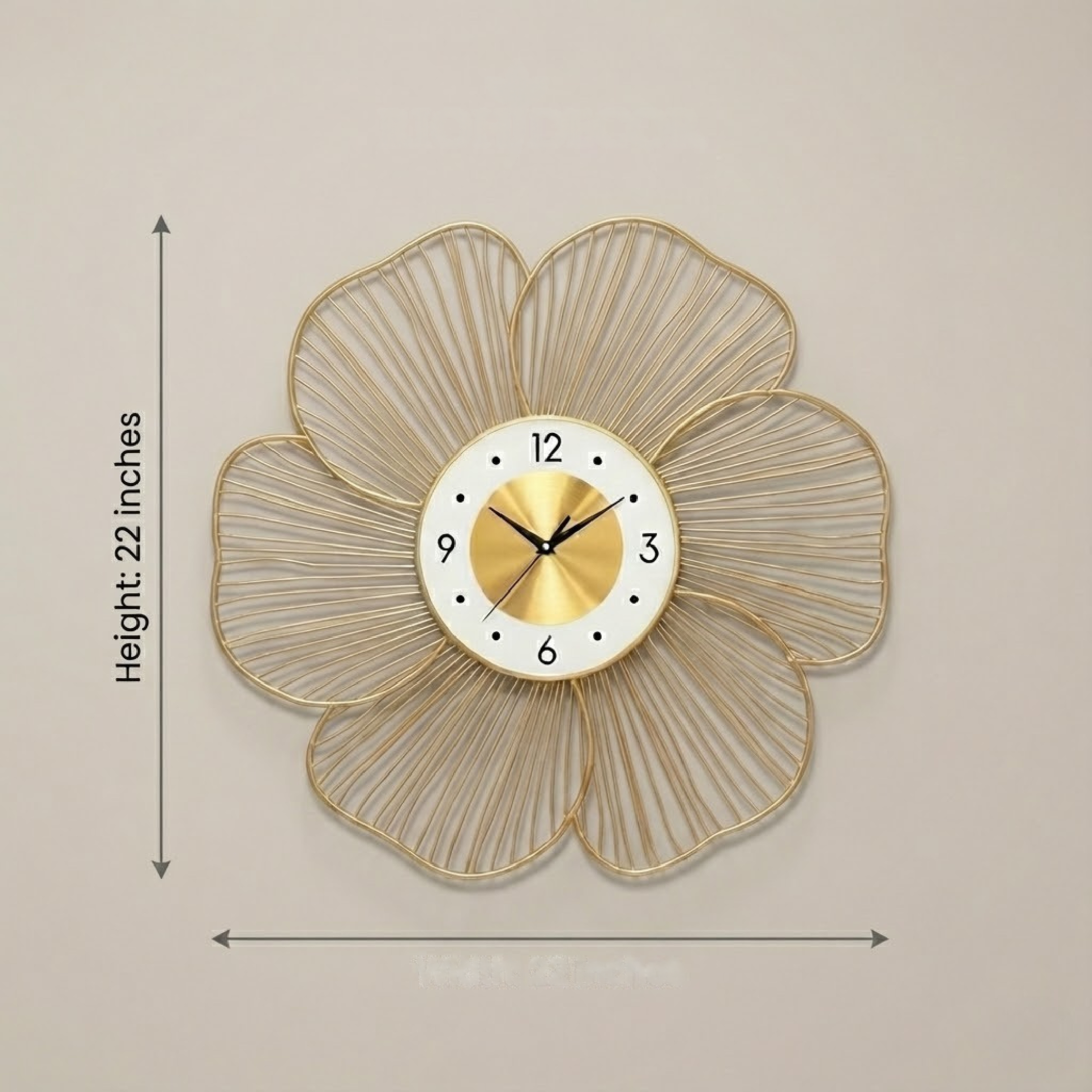 Gold Metal Wall Clock For Kitchen - Image 3