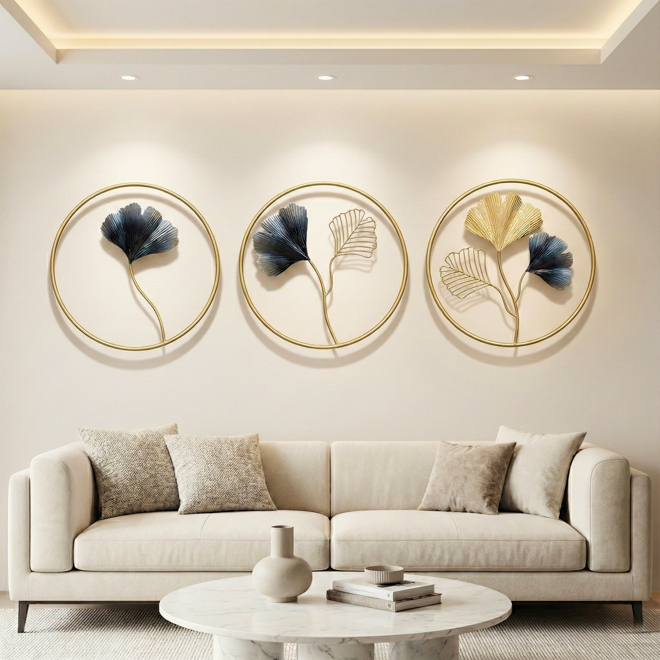 Gold And Black Metal Wall Art For Home Decor Pack Of 3 - Image 2
