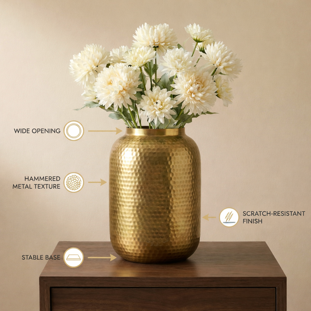 Gold Metal Flower Vase For Home Decor - Image 3