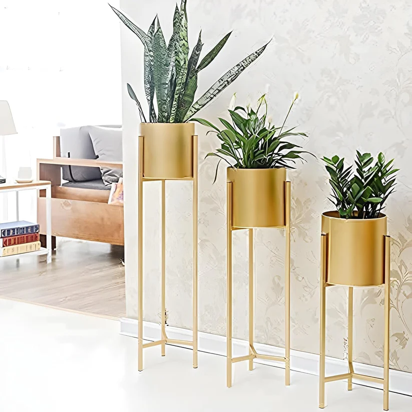 Gold Metal Plant Stand For Home Decor Pack Of 3 - Image 4