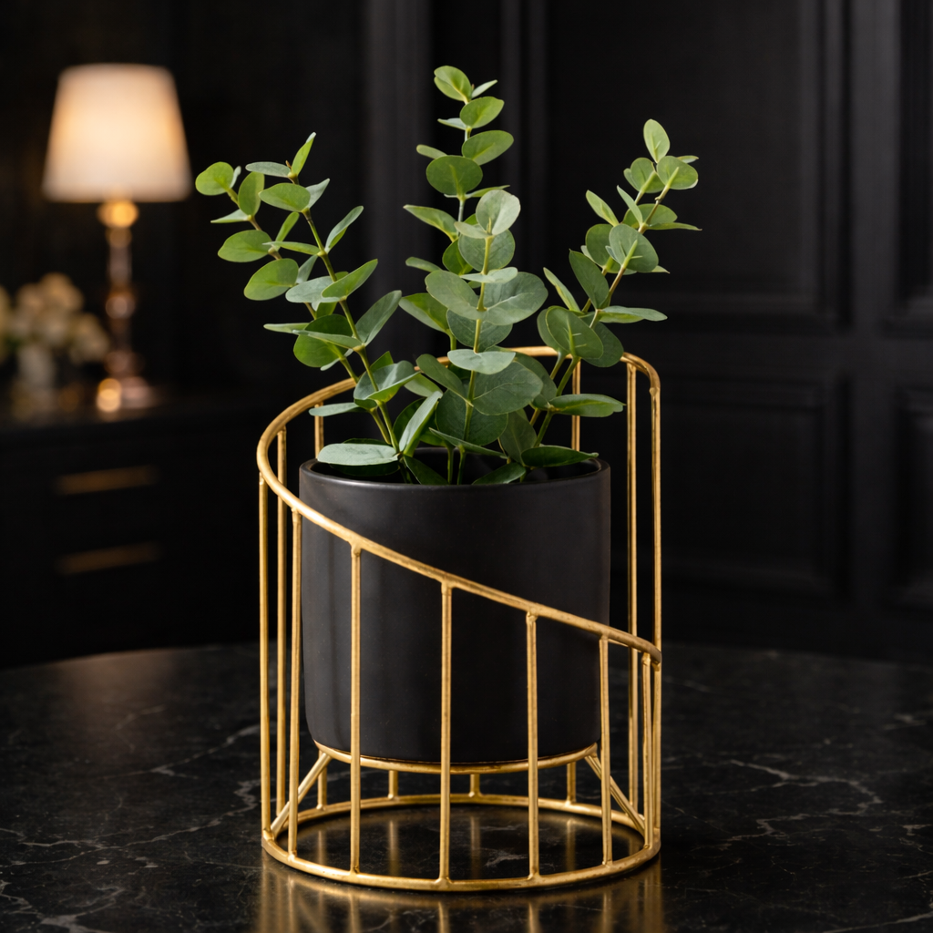 Gold Metal Plant Stand For Home Decor
