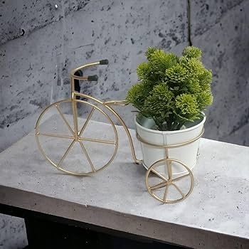 Beige And Green Metal Planter Stand For Home Decor - Image 3