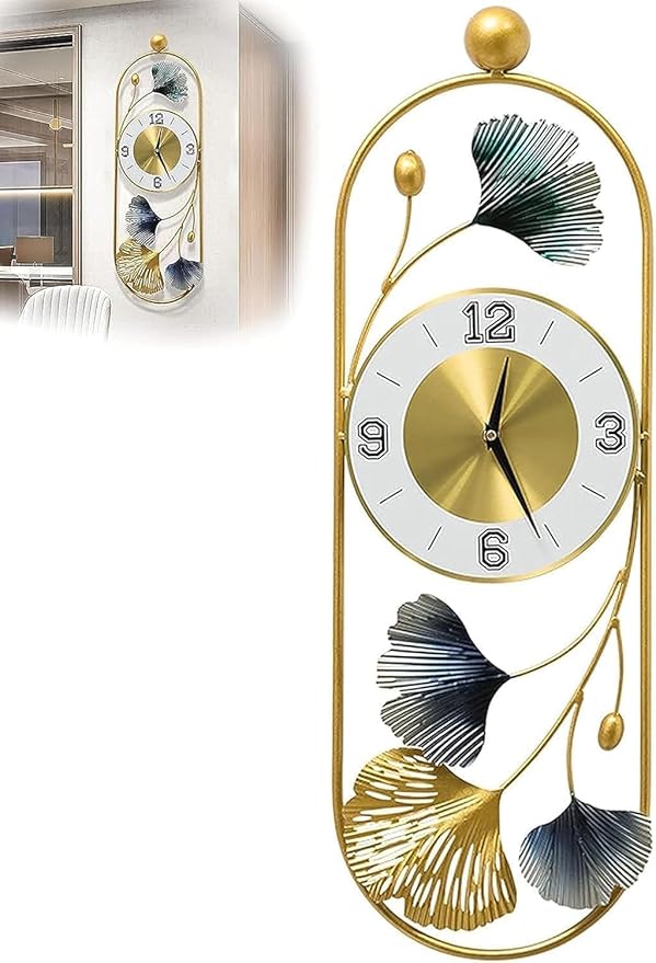 Gold And Silver Metal Wall Clock For Home Decor - Image 3