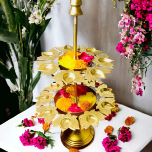 Multicolor Brass Diya Stand For Pooja Pack Of 2