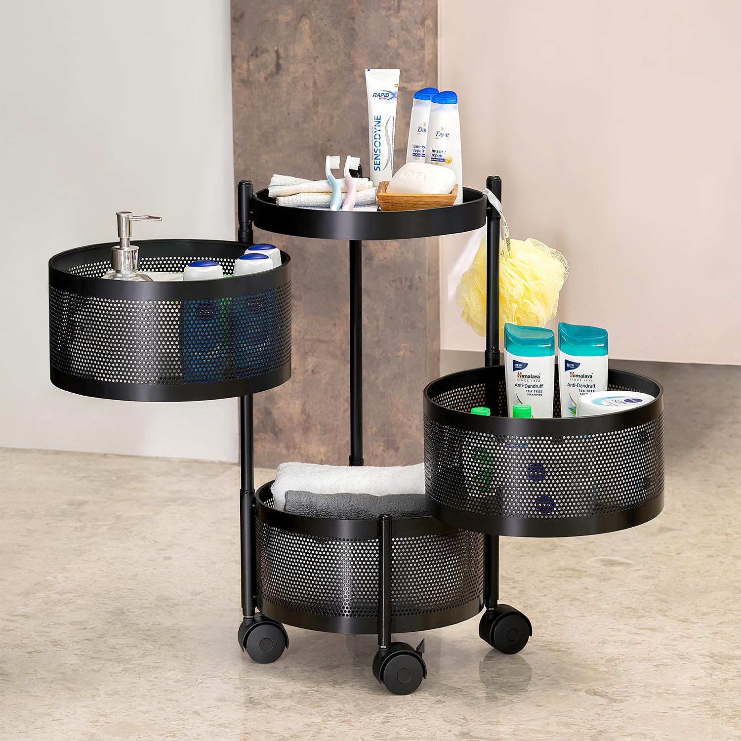 Gold And Teal Metal Storage Cart For Home Decor Pack Of 4 - Image 2