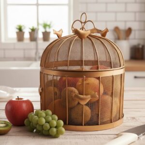 Gold Metal Fruit Basket For Kitchen