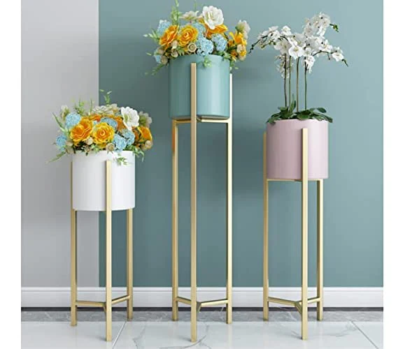 Multicolor Metal Plant Stand For Home Decor Pack Of 3