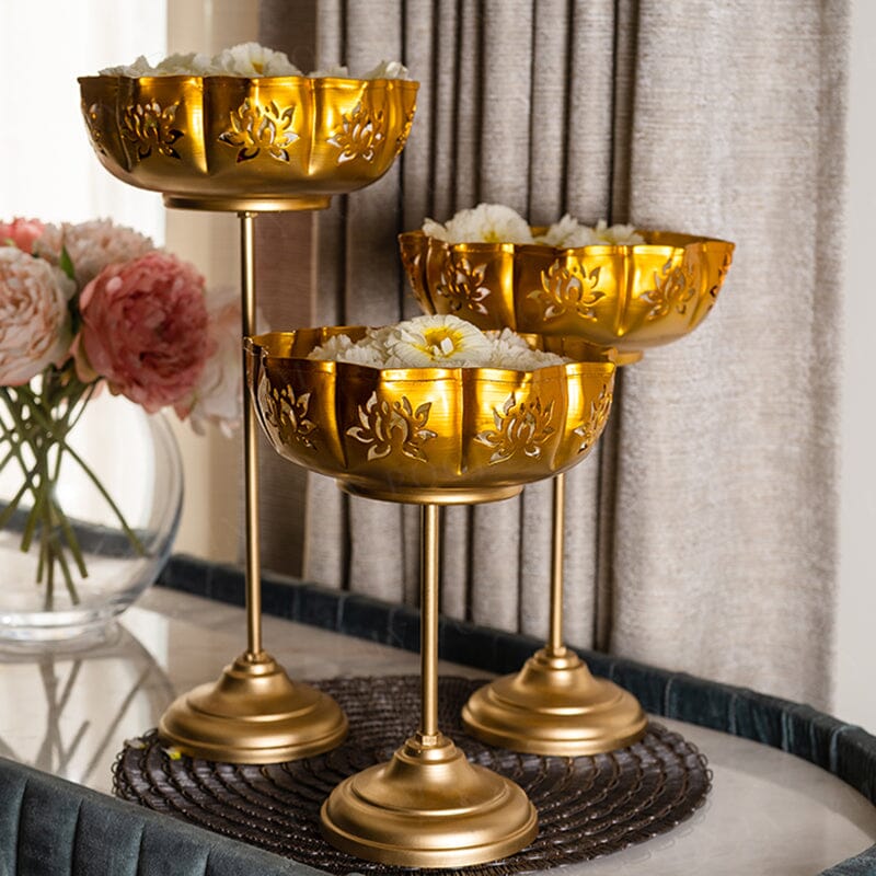 Gold Metal Decorative Bowl Set For Home Decor Pack Of 3 - Image 3