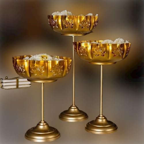 Gold Metal Decorative Bowl Set For Home Decor Pack Of 3