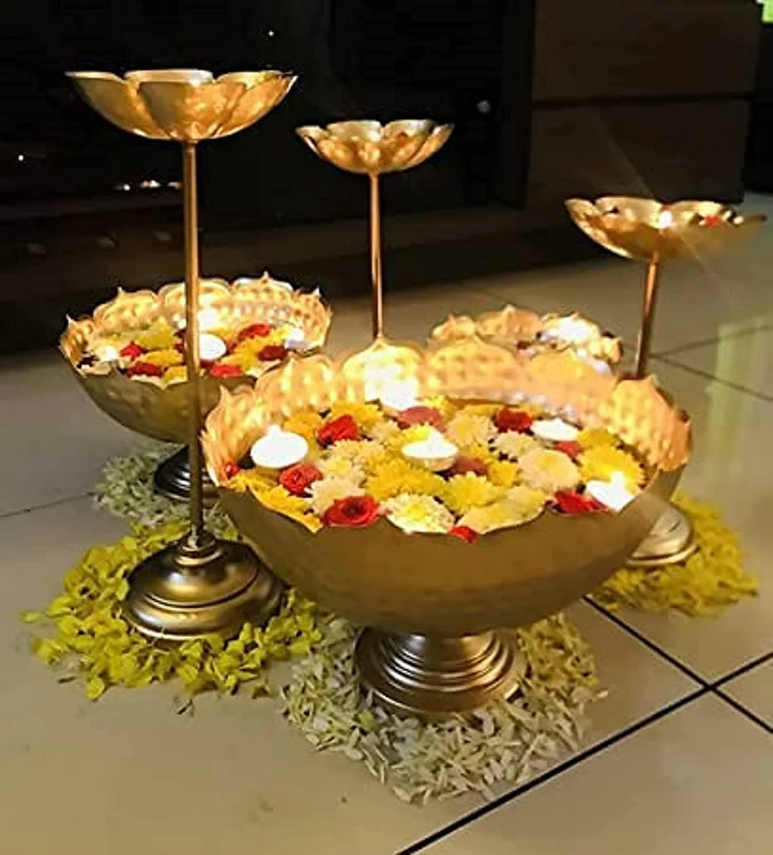 Gold Metal Serving Bowl Set For Kitchen Pack Of 6 - Image 2