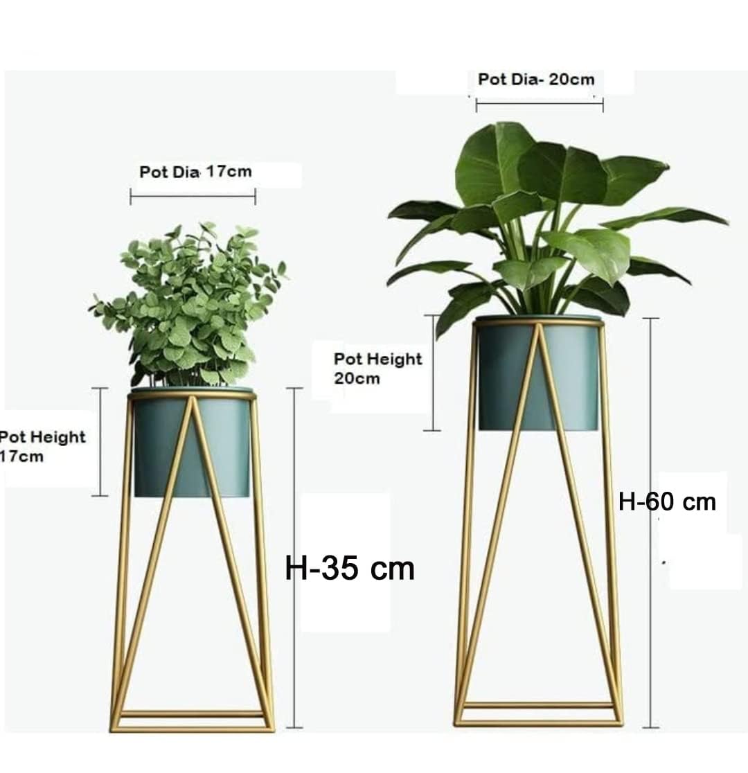 Black And Gold Metal Plant Stand For Home Decor Pack Of 2 - Image 8