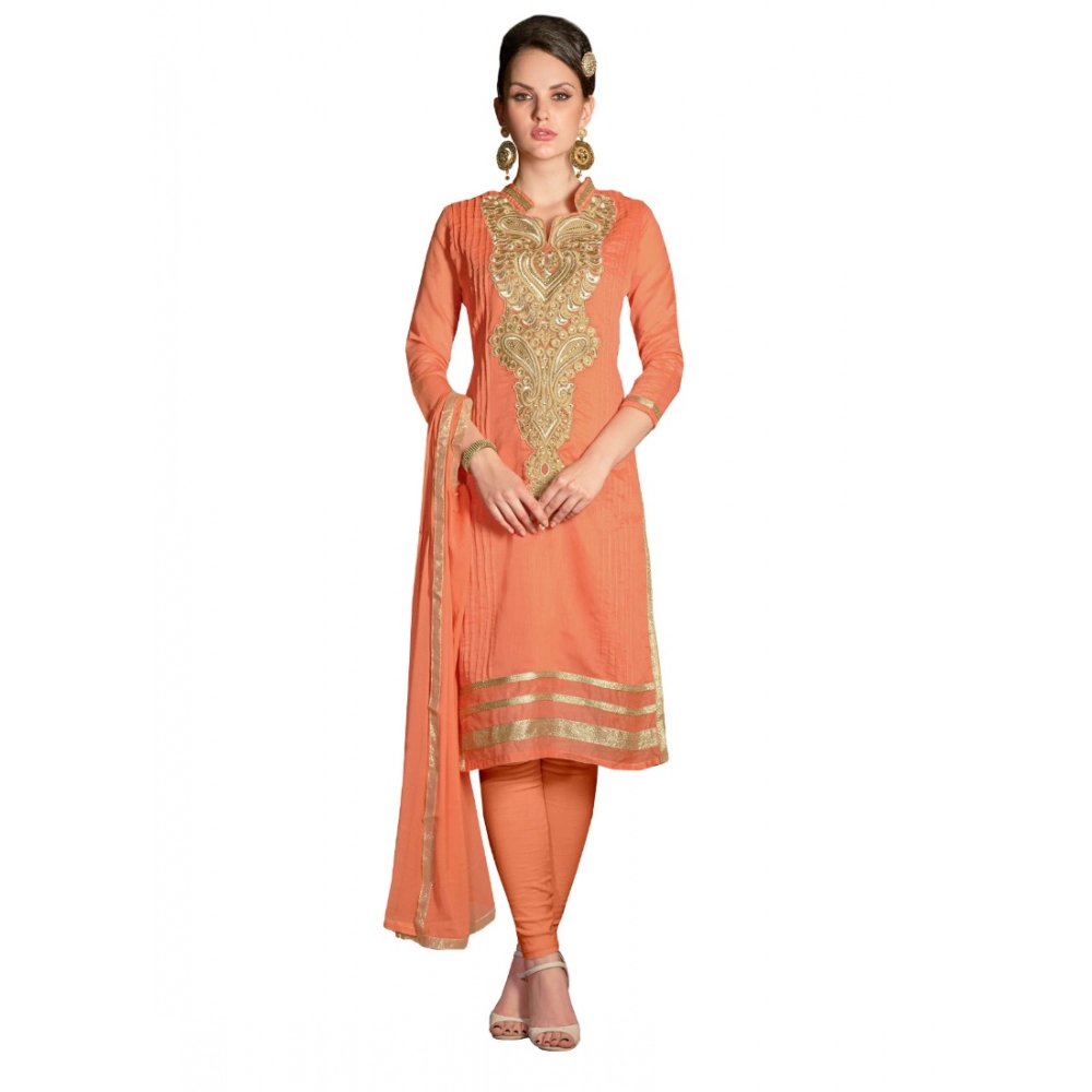 Spherevant Women's Chanderi Unstitched Salwar Suit-Material With Dupatta (Orange,2.2 Mtrs)