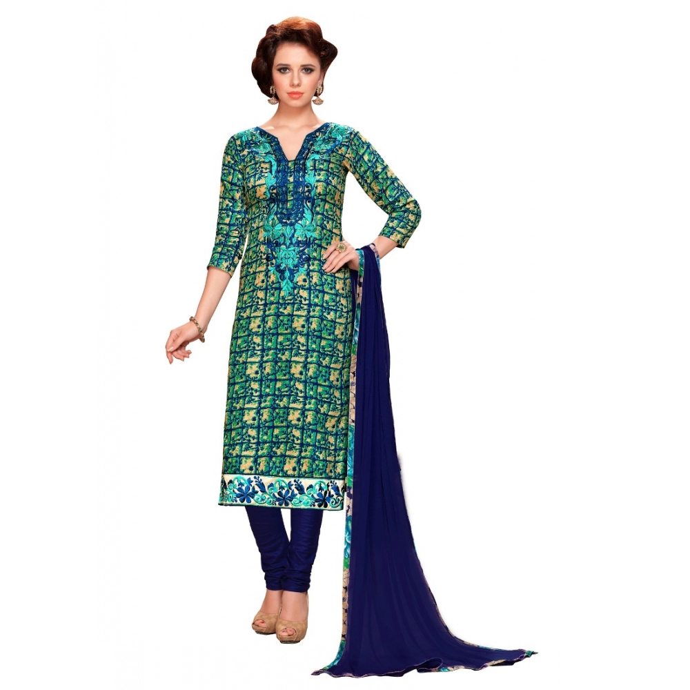 Spherevant Women's Glaze Cotton Unstitched Salwar Suit-Material With Dupatta (Blue & Green,2.3 Mtrs)