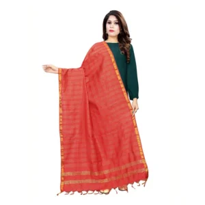 Spherevant Women's Cotton Jari Woven Work Dupatta (Red, Length:2-2.4 mtr)
