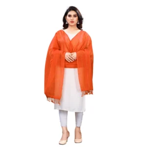 Spherevant Women's Cotton Silk Strips Printed Dupatta (Orange, Length:2-2.4 mtr)