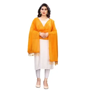 Spherevant Women's Cotton Silk Strips Printed Dupatta (Musterd Yellow, Length:2-2.4 mtr)