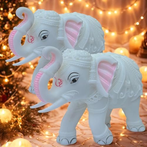 Elephant Family Showpiece Set of 5 – Royal Home Decorative Statues with Auspicious Om Symbol | White Marble-Resin Figurines for Diwali, Corporate & Housewarming Gifts - Image 8