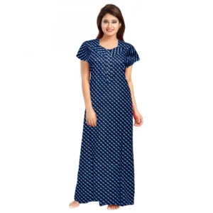 Spherevant Women's Cotton Printed Maxi Nighty (Blue)